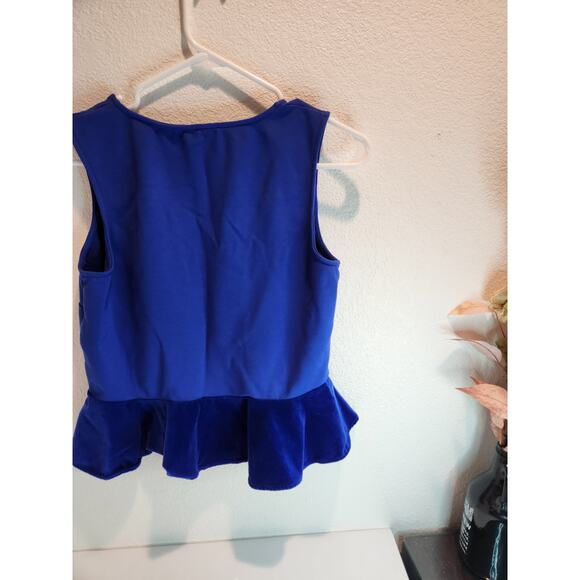 J.Crew Women’s‎ Ruffle Hem Peplum Top Small Cobalt Blue Sleeveless Blouse - Picture 2 of 5